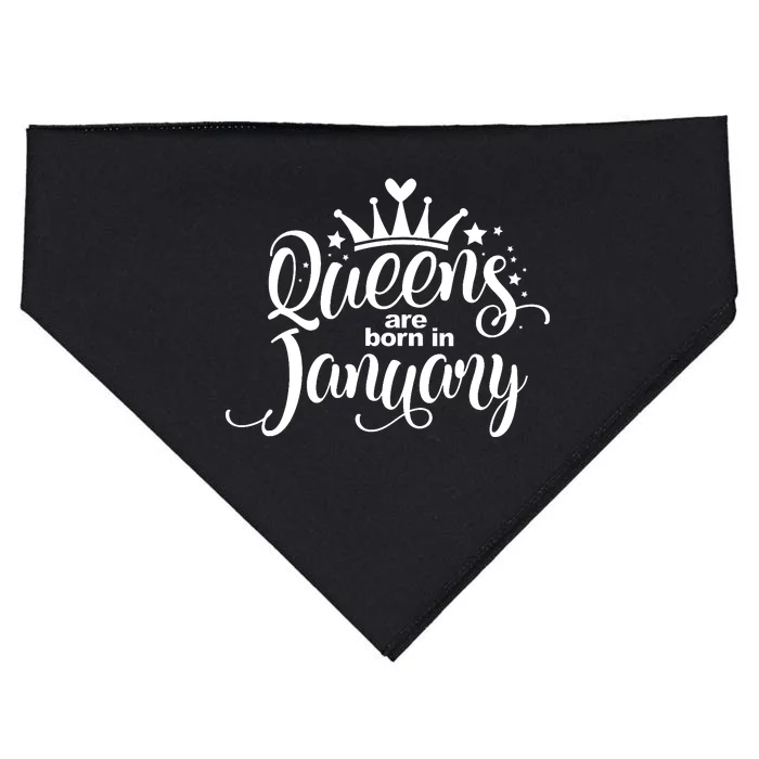 Queens Are Born In January Birthday USA-Made Doggie Bandana