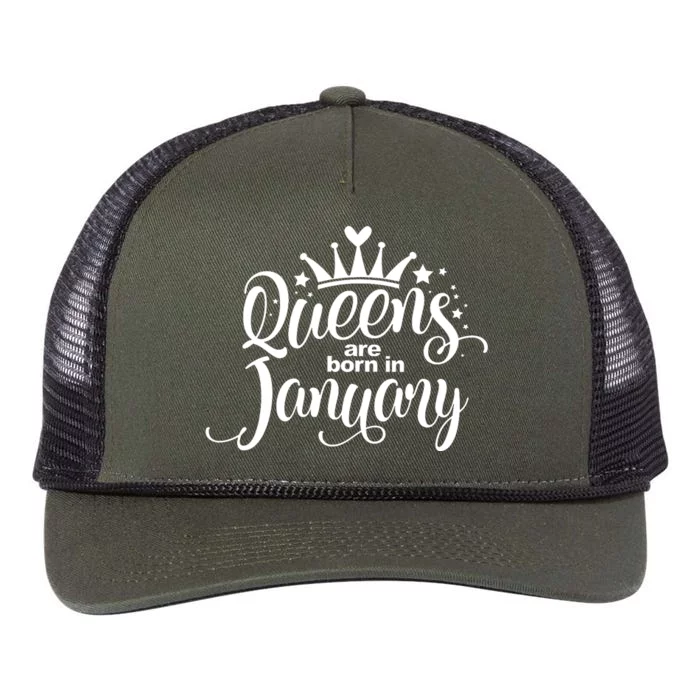 Queens Are Born In January Birthday Retro Rope Trucker Hat Cap