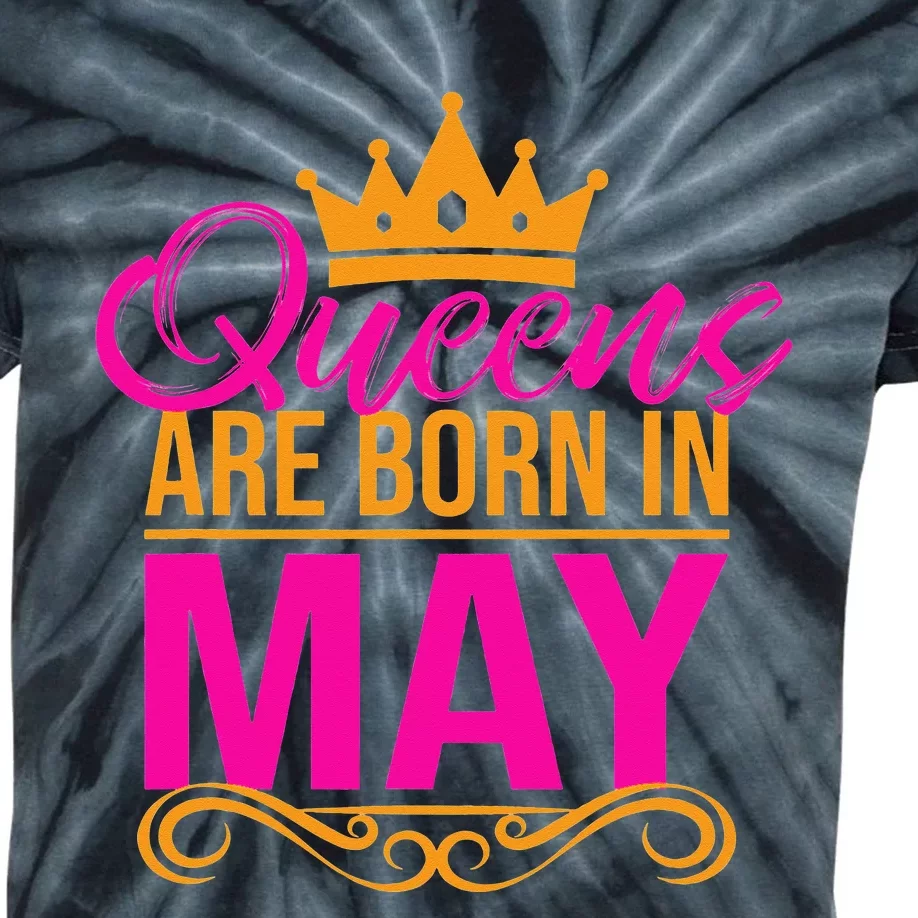 Queens Are Born in May Birthday Month Tee Kids Tie-Dye T-Shirt