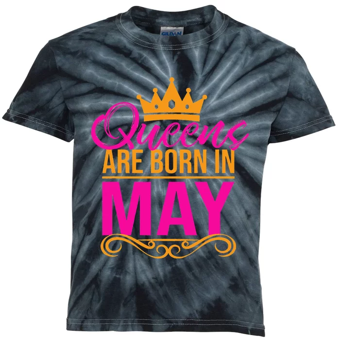 Queens Are Born in May Birthday Month Tee Kids Tie-Dye T-Shirt