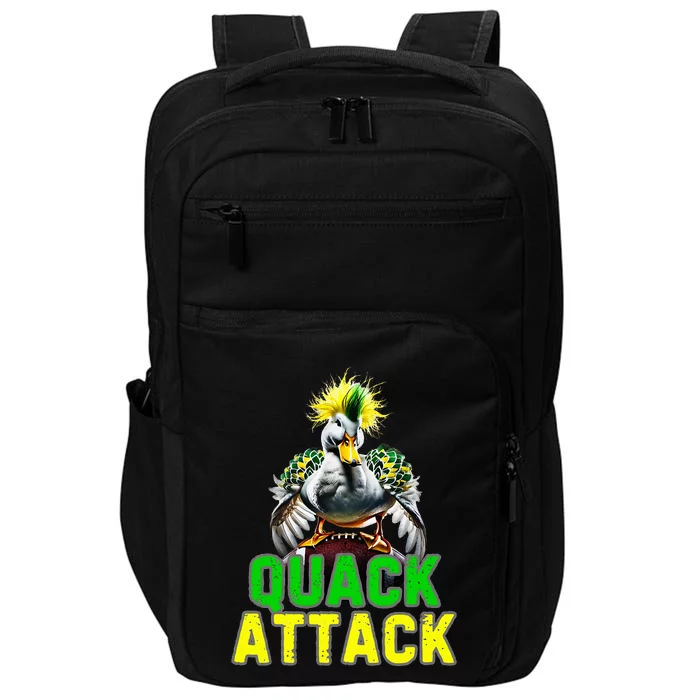 Quack Attack By Angry White Green And Yellow Duck Impact Tech Backpack