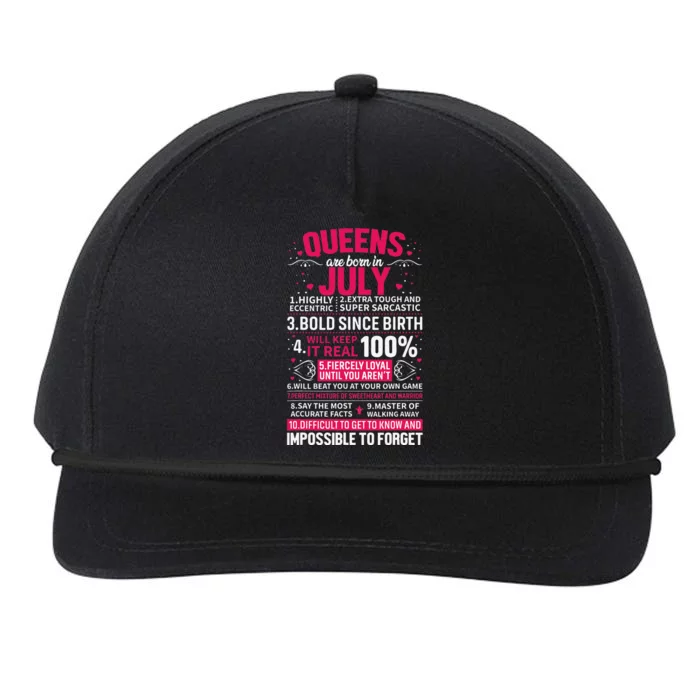 Queens Are Born In July Snapback Five-Panel Rope Hat