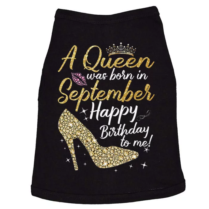 Queens Are Born In September Gift Funny September Birthday Doggie Tank