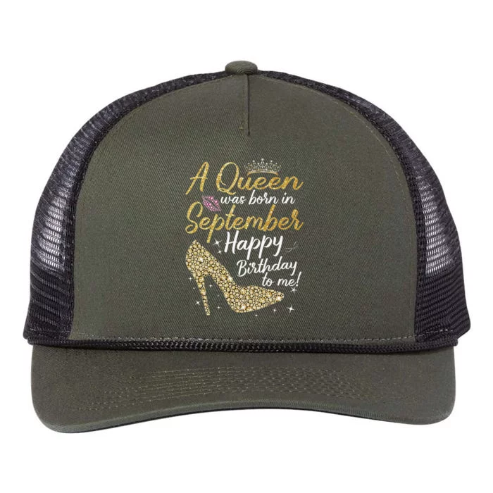 Queens Are Born In September Gift Funny September Birthday Retro Rope Trucker Hat Cap