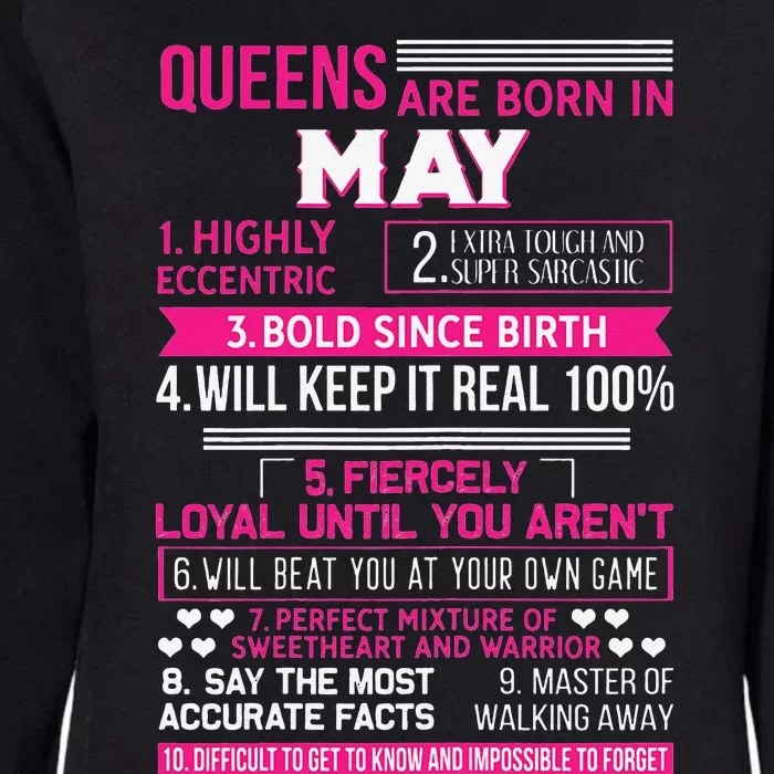 Queens Are Born In May 10 Facts Funny Birthday Party gift Womens California Wash Sweatshirt