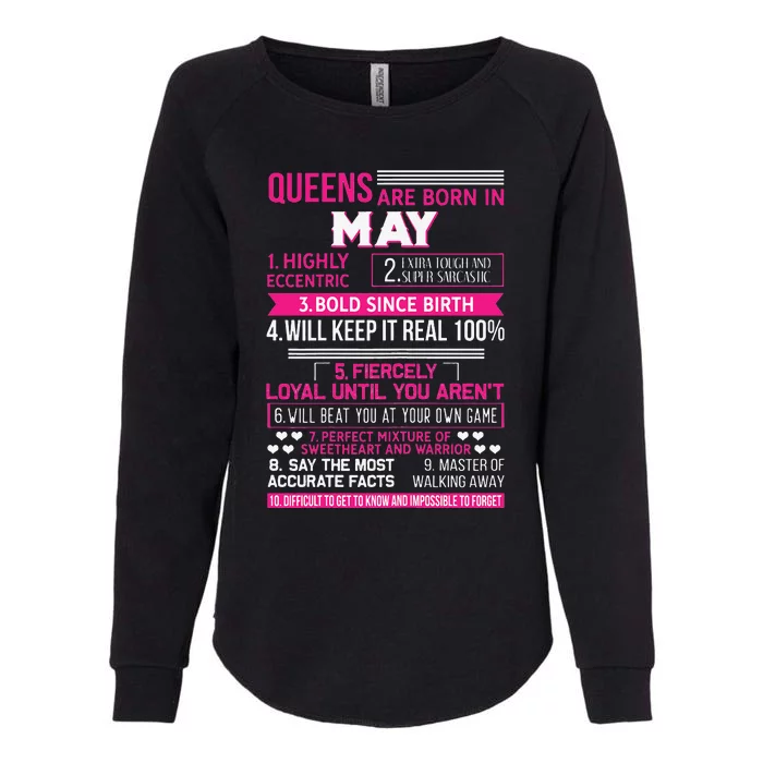 Queens Are Born In May 10 Facts Funny Birthday Party gift Womens California Wash Sweatshirt