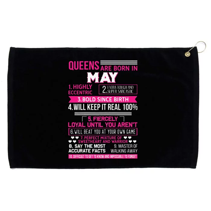 Queens Are Born In May 10 Facts Funny Birthday Party gift Grommeted Golf Towel