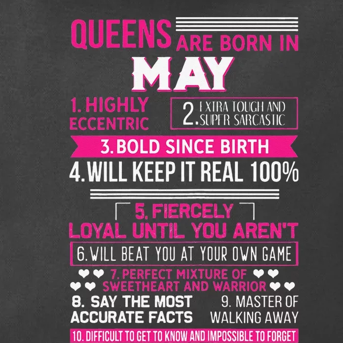 Queens Are Born In May 10 Facts Funny Birthday Party gift Zip Tote Bag