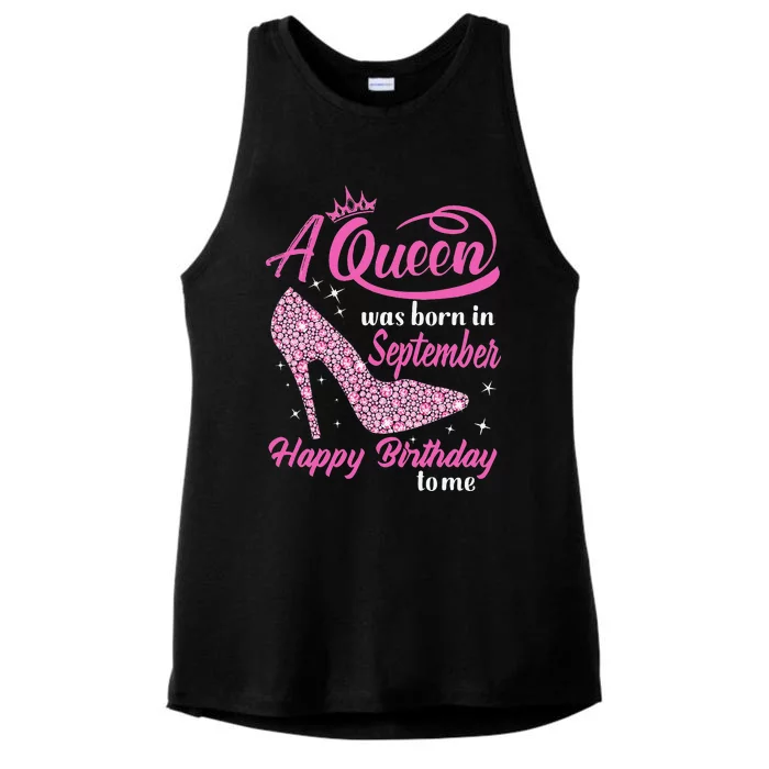 Queens Are Born In September Gift Funny September Birthday Ladies Tri-Blend Wicking Tank