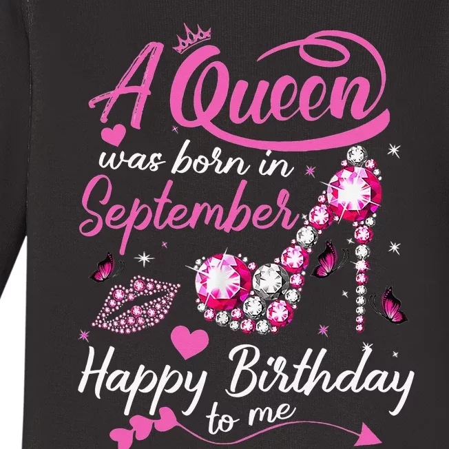 Queens Are Born In September Gift September Birthday Baby Long Sleeve Bodysuit