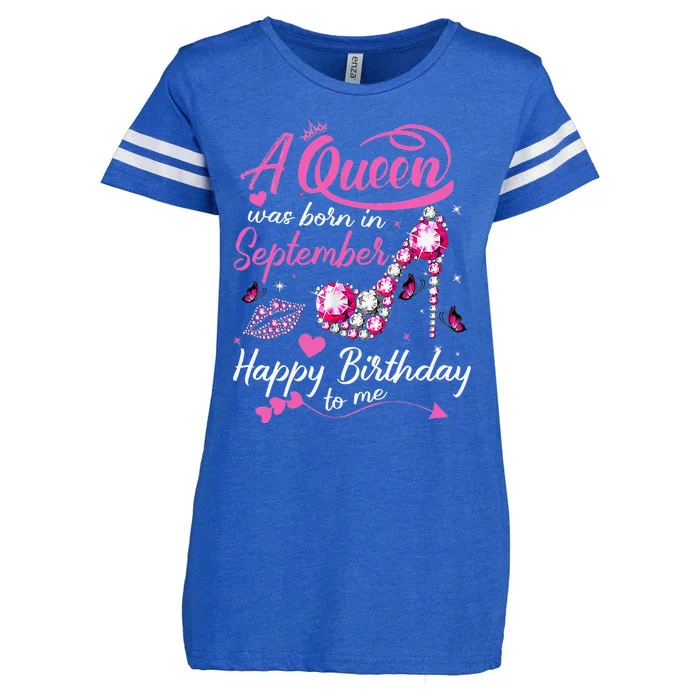 Queens Are Born In September Gift September Birthday Enza Ladies Jersey Football T-Shirt