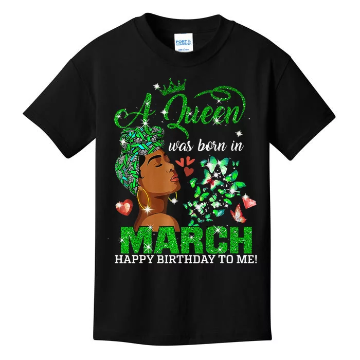 Queens Are Born In March St Patrick's Day Birthday Kids T-Shirt