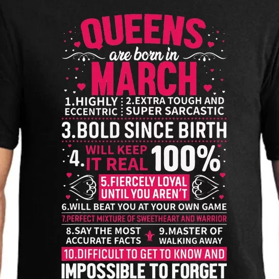 Queens Are Born in March Pajama Set