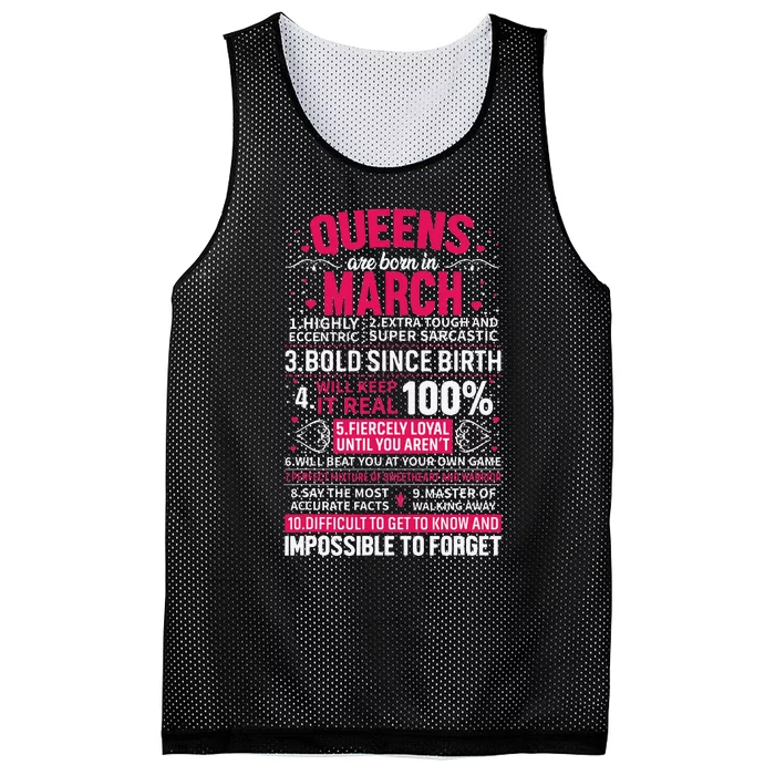 Queens Are Born in March Mesh Reversible Basketball Jersey Tank