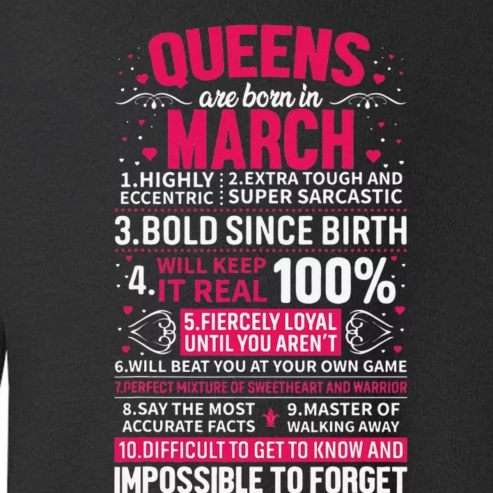 Queens Are Born in March Toddler Sweatshirt