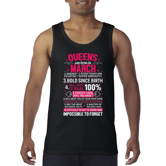 Queens Are Born in March Tank Top