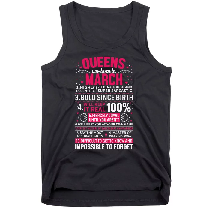 Queens Are Born in March Tank Top