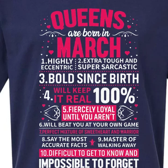 Queens Are Born in March Sueded Cloud Jersey T-Shirt