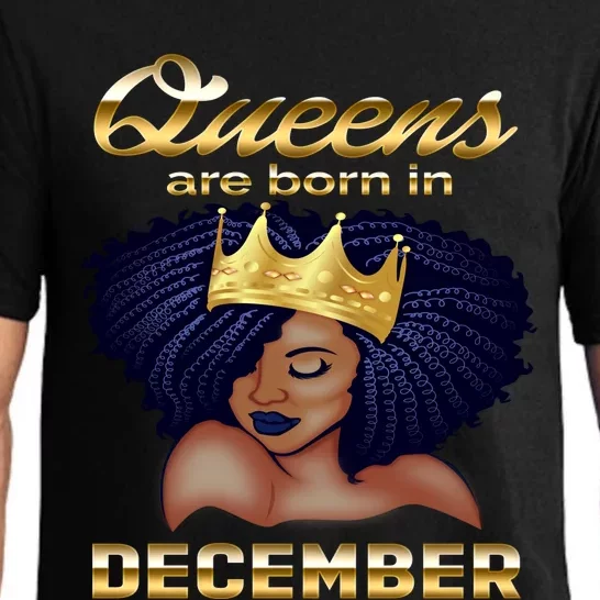 Queens Are Born In December Birthday Funny Gift For Black Pajama Set