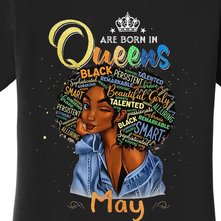 Queens Are Born In May Black Taurus Gemini Women's T-Shirt