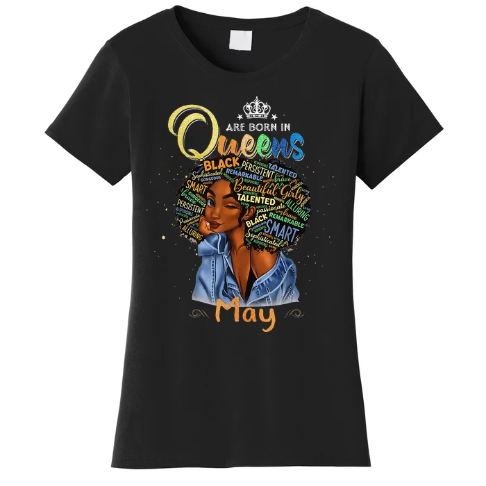 Queens Are Born In May Black Taurus Gemini Women's T-Shirt