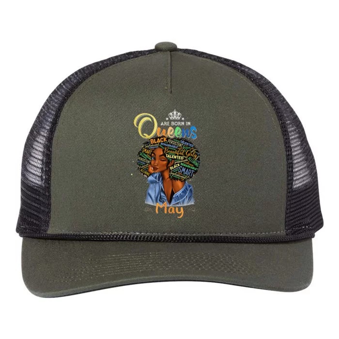 Queens Are Born In May Black Taurus Gemini Retro Rope Trucker Hat Cap