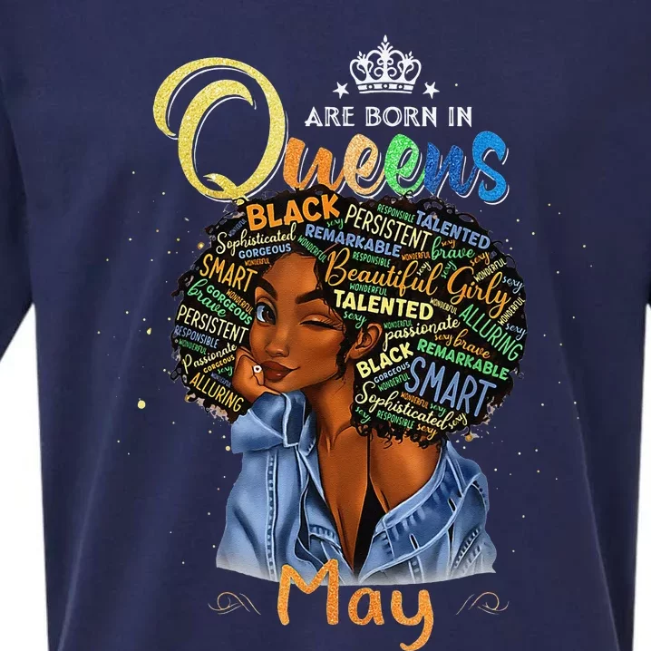 Queens Are Born In May Black Taurus Gemini Sueded Cloud Jersey T-Shirt