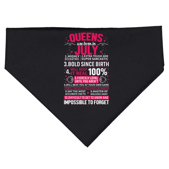 Queens Are Born in July USA-Made Doggie Bandana