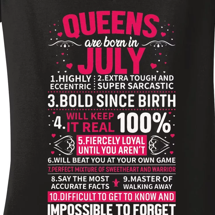 Queens Are Born in July Women's V-Neck T-Shirt