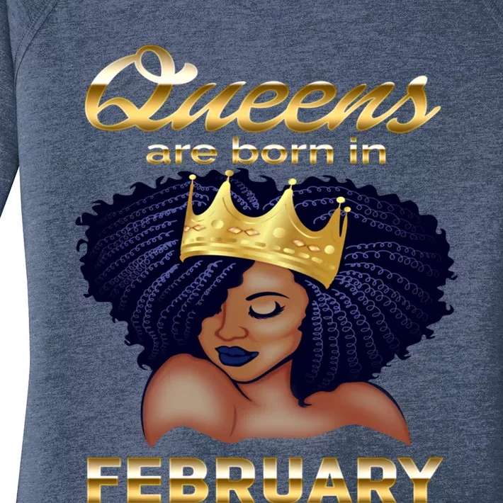 Queens Are Born In February Birthday Gift For Black Gift Women's Perfect Tri Tunic Long Sleeve Shirt