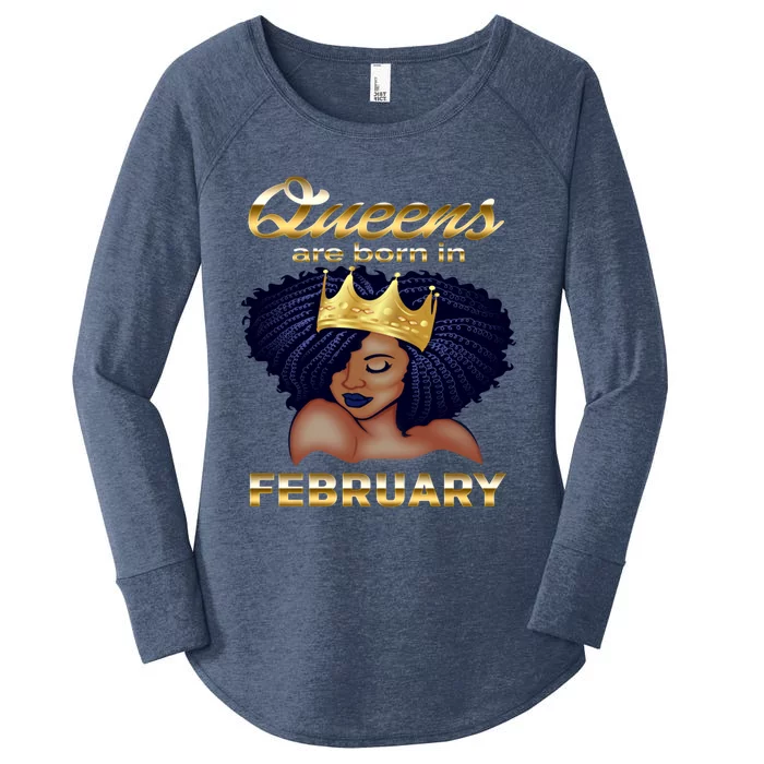 Queens Are Born In February Birthday Gift For Black Gift Women's Perfect Tri Tunic Long Sleeve Shirt