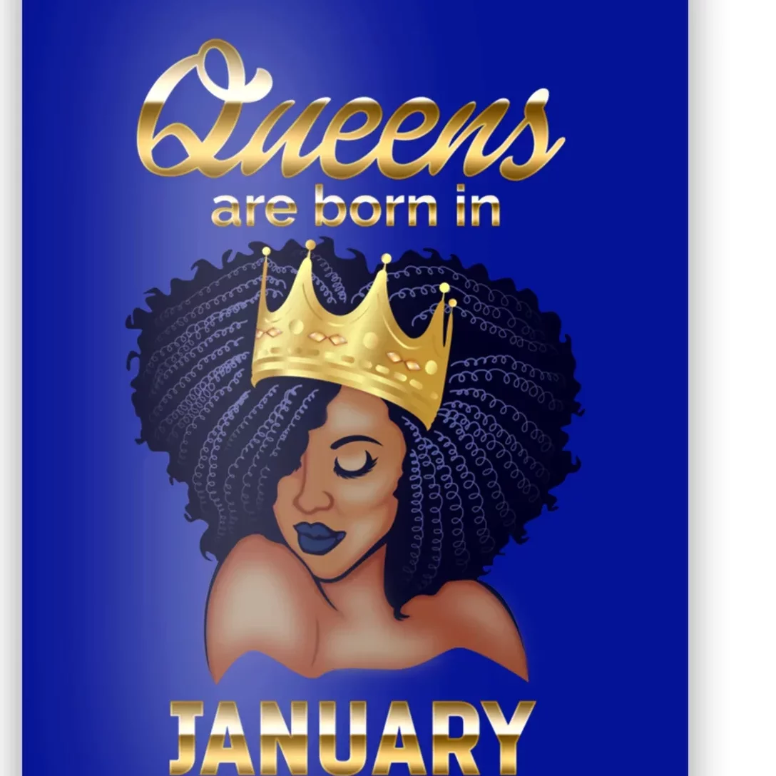 Queens Are Born In January Birthday For Black Cute Gift Poster