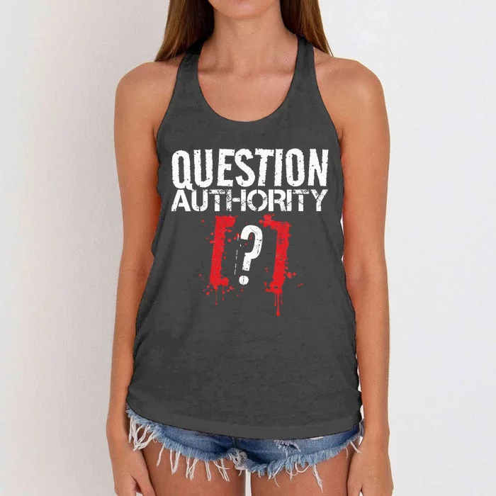 Question Authority Free Speech Political Activism Freedom Women's Knotted Racerback Tank