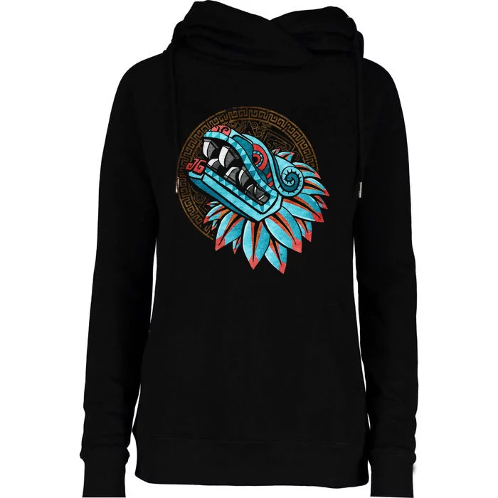 Quetzalcoatl Aztec Feathered Serpent Mayan Inca Toltec Womens Funnel Neck Pullover Hood