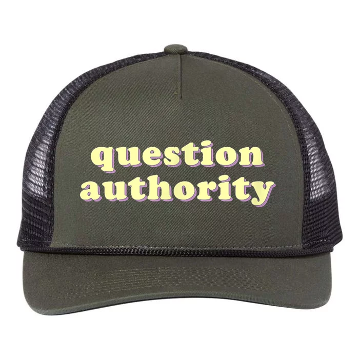 Question Authority Funny Gift Retro Rope Trucker Hat Cap