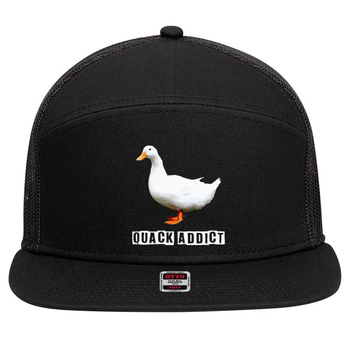 Quack Addict Funny Duck Lover 7 Panel Mesh Trucker Snapback Hat