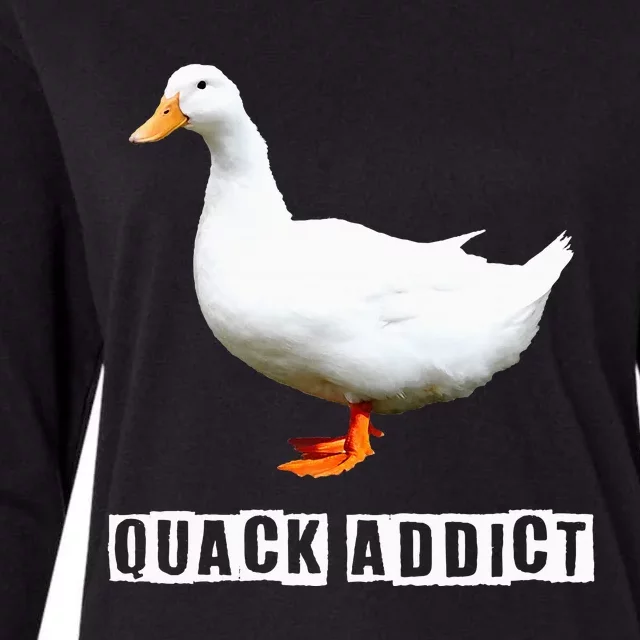 Quack Addict Funny Duck Lover Womens Cotton Relaxed Long Sleeve T-Shirt