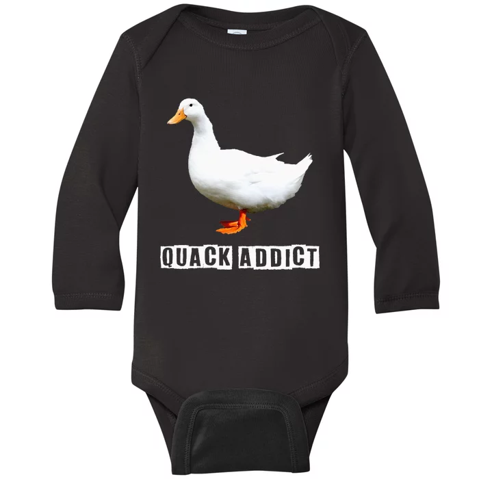 Quack Addict Funny Duck Lover Baby Long Sleeve Bodysuit