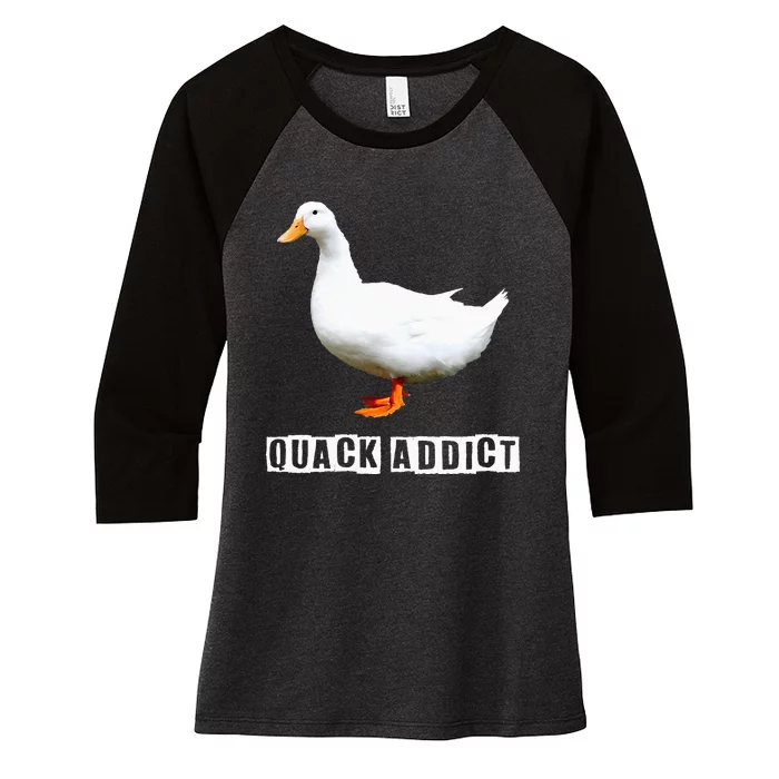 Quack Addict Funny Duck Lover Women's Tri-Blend 3/4-Sleeve Raglan Shirt