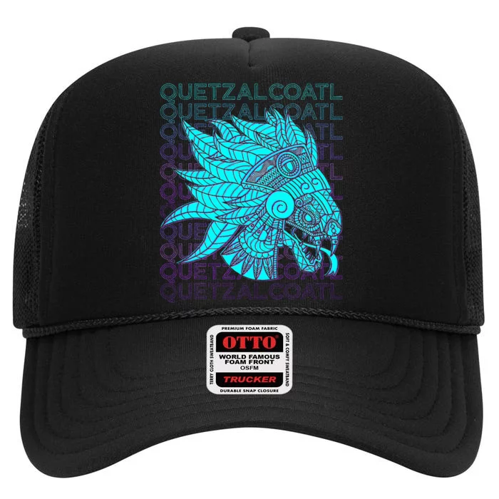 Quetzalcoatl Aztec Feathered Serpent Mayan Inca Toltec High Crown Mesh Trucker Hat