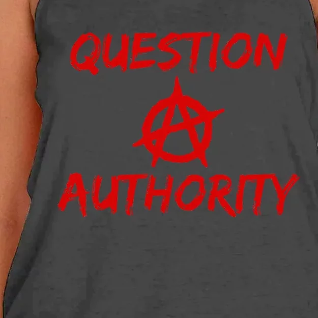 Question Authority Free Thinker Anarchy Women's Knotted Racerback Tank