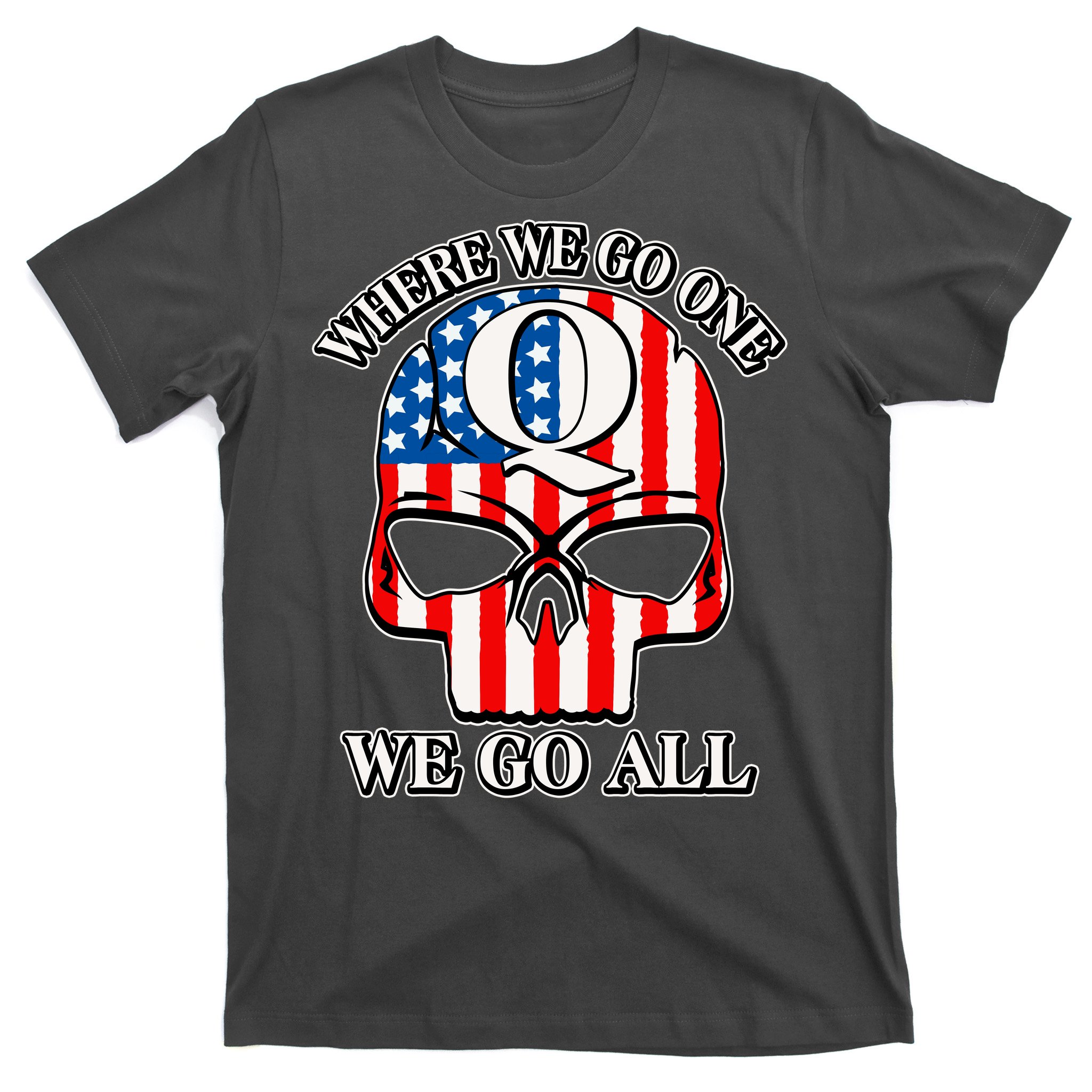 QAnon American Flag Skull The Storm Is Here WWG1WGA Black T-Shirt S-6XL 