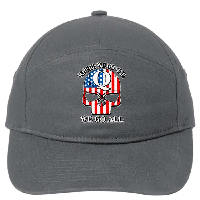 QAnon American Flag Skull 7-Panel Snapback Hat