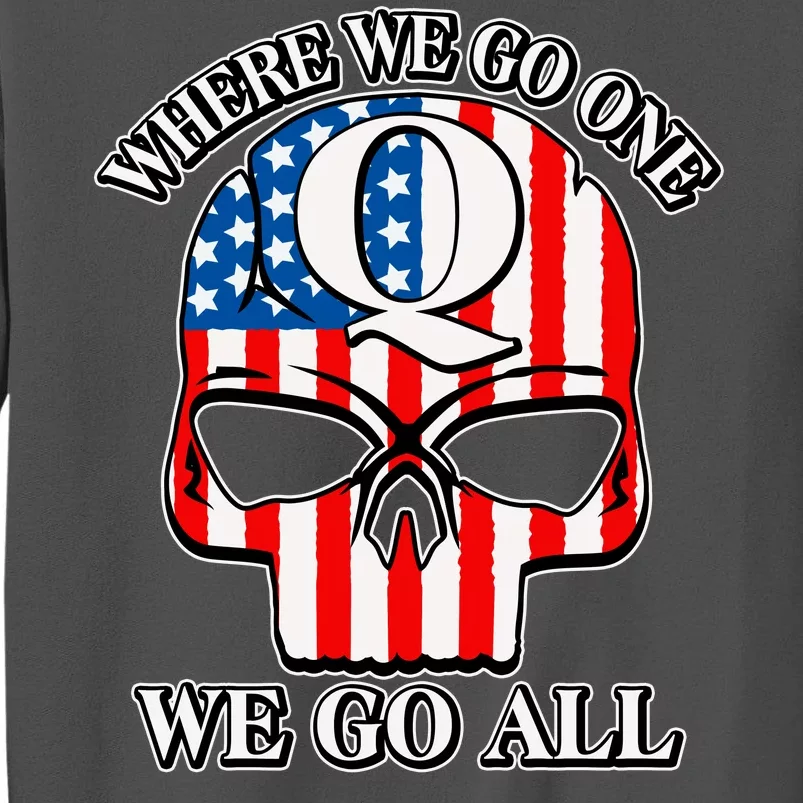 QAnon American Flag Skull Tall Sweatshirt