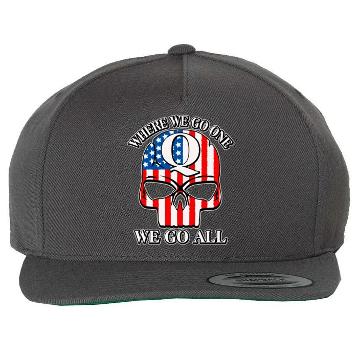 QAnon American Flag Skull Wool Snapback Cap