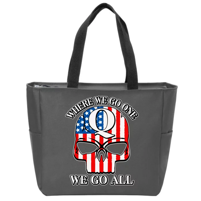 QAnon American Flag Skull Zip Tote Bag