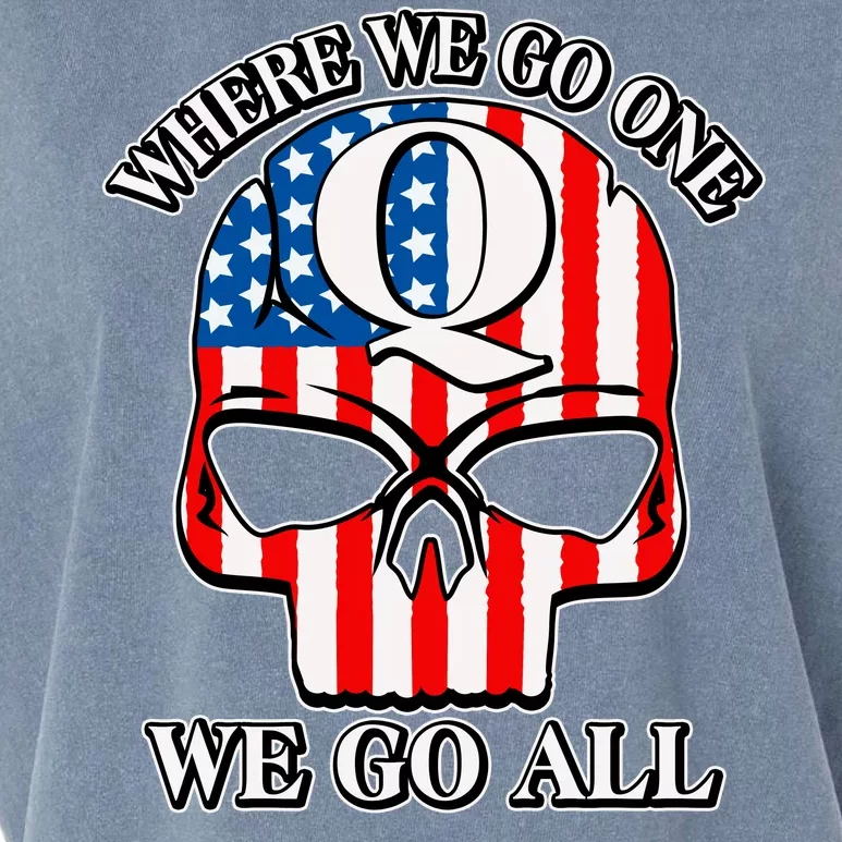 QAnon American Flag Skull Garment-Dyed Women's Muscle Tee