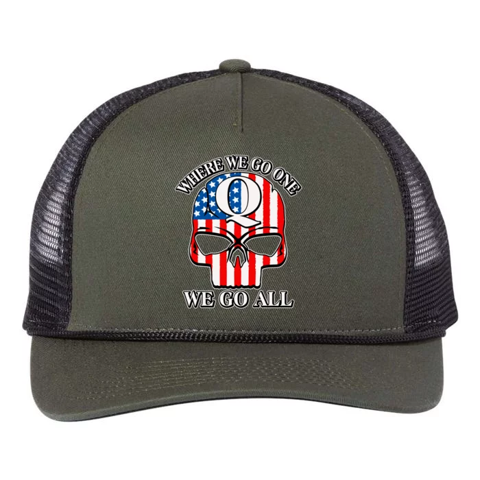 QAnon American Flag Skull Retro Rope Trucker Hat Cap