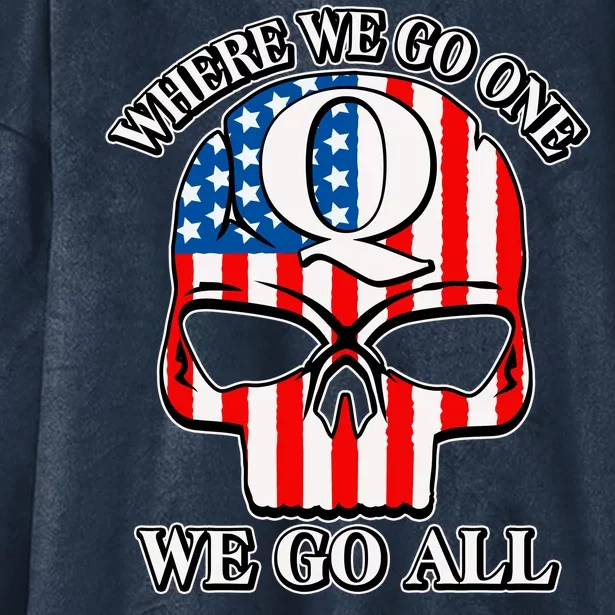 QAnon American Flag Skull Hooded Wearable Blanket