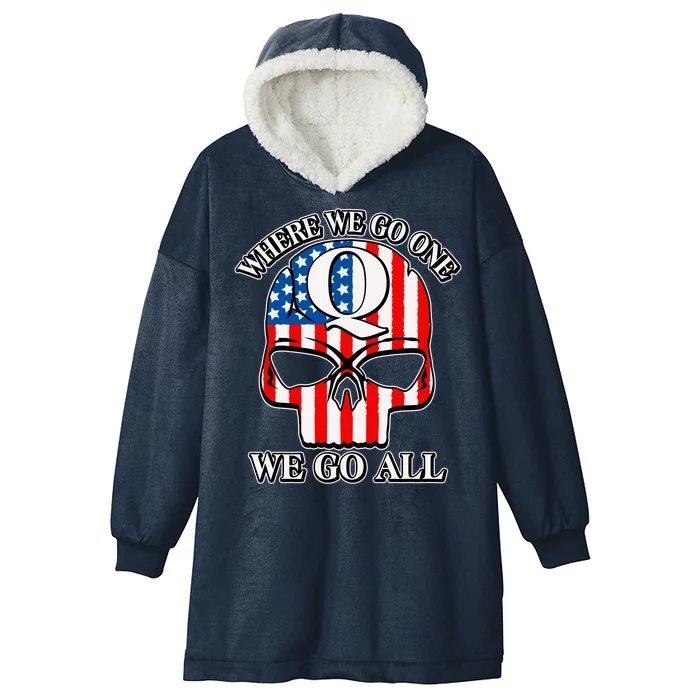 QAnon American Flag Skull Hooded Wearable Blanket